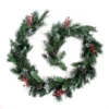 Best Artificial 9ft Deluxe Frosted Christmas Garland With Pine Cones & Winter Red Berries