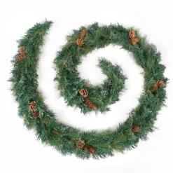 Best Artificial 9ft Frosted Luxury Christmas Garland With Pine Cones