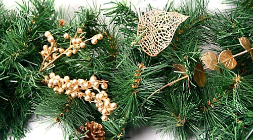 Best Artificial Christmas 12ft Gold Decorated Garland With 100 Warm White Battery Lights 3 Best Artificial Christmas 12ft Gold Decorated Garland With 100 Warm White Battery Lights - Image 3