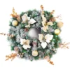 Best Artificial Christmas 60cm Frosted Gold Wreath With 30 Bright White LED Battery Lights