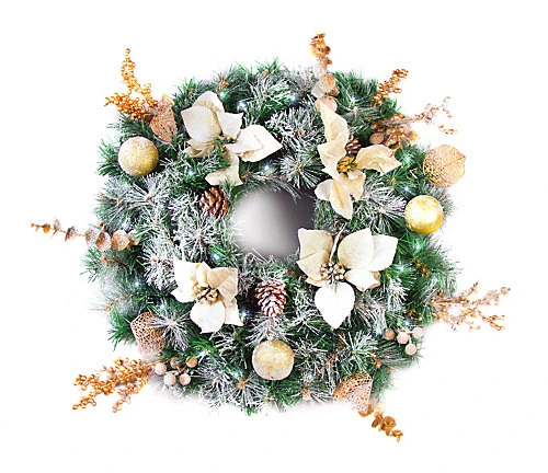 Best Artificial Christmas 60cm Frosted Gold Wreath With 30 Bright White LED Battery Lights 1 Best Artificial Christmas 60cm Frosted Gold Wreath With 30 Bright White LED Battery Lights