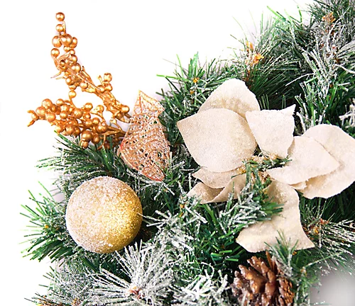 Best Artificial Christmas 60cm Frosted Gold Wreath With 30 Bright White LED Battery Lights 3 Best Artificial Christmas 60cm Frosted Gold Wreath With 30 Bright White LED Battery Lights - Image 3