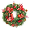 Best Artificial Christmas 60cm Red Decorated Wreath With 30 Bright White LED Battery Lights