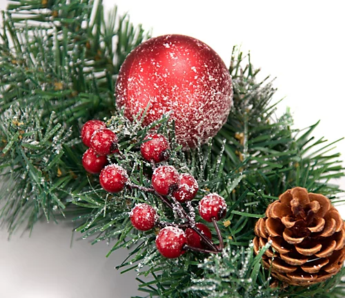 Best Artificial Christmas 6ft Frosted Red Garland With 50 Bright White Battery Lights 3 Best Artificial Christmas 6ft Frosted Red Garland With 50 Bright White Battery Lights - Image 3