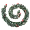 Best Artificial Christmas 9ft Frosted Red Garland With 80 Bright White Battery Lights