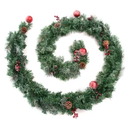 Best Artificial Christmas 9ft Frosted Red Garland