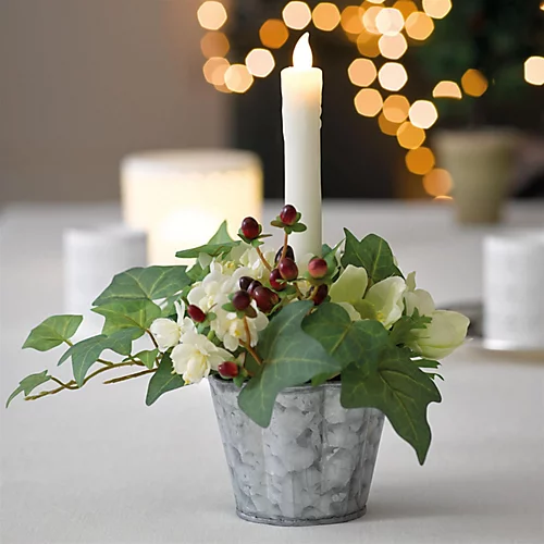 Bloom Artificial Flower Christmas Carol LED Candle Holder - Faux Fake Realistic Floral Centrepiece Home Decoration - H30cm 1 Bloom Artificial Flower Christmas Carol LED Candle Holder - Faux Fake Realistic Floral Centrepiece Home Decoration - H30cm