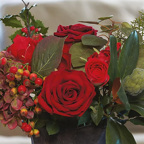 Bloom Artificial Harrogate Luxury Christmas Arrangement In Vase - Faux Flower Centrepiece Floral Home Decoration - H45 X W47cm 2 Bloom Artificial Harrogate Luxury Christmas Arrangement In Vase - Faux Flower Centrepiece Floral Home Decoration - H45 X W47cm - Image 2