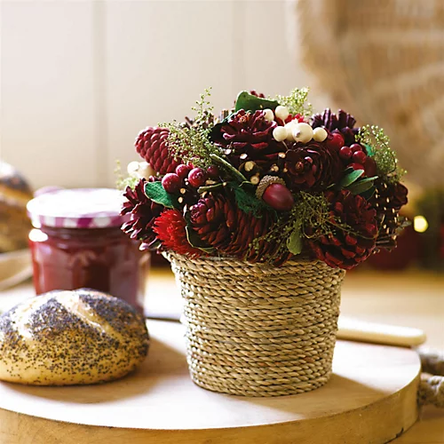 Bloom Artificial Victorian Christmas Small Arrangement In Pot - Faux Fake Realistic Floral Home Decoration - Measures H25cm 2 Bloom Artificial Victorian Christmas Small Arrangement In Pot - Faux Fake Realistic Floral Home Decoration - Measures H25cm - Image 2