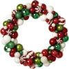Bloom Coloured Bauble Wreath - Home Wall, Door, Mantelpiece, Table Christmas Decoration With Hanging Loop - 57cm Diameter