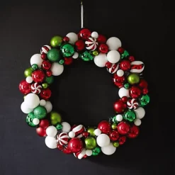 Bloom Coloured Bauble Wreath - Home Wall, Door, Mantelpiece, Table Christmas Decoration With Hanging Loop - 57cm Diameter -Deals Christmas Decor Store bloom coloured bauble wreath home wall door mantelpiece table christmas decoration with hanging loop 57cm diameter5053335896225 02c MP