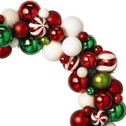 Bloom Coloured Bauble Wreath - Home Wall, Door, Mantelpiece, Table Christmas Decoration With Hanging Loop - 57cm Diameter -Deals Christmas Decor Store bloom coloured bauble wreath home wall door mantelpiece table christmas decoration with hanging loop 57cm diameter5053335896225 03c MP