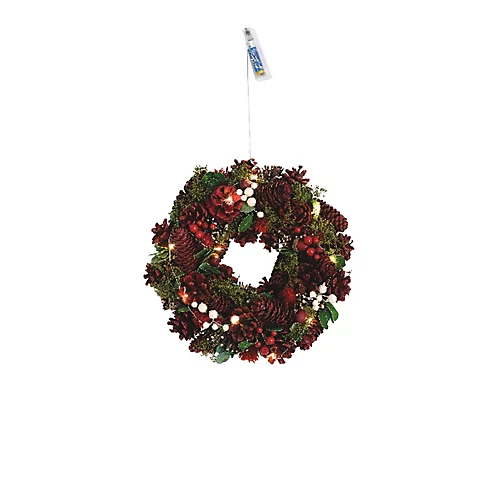 Bloom LED Victorian Christmas Wreath With Moss, Pinecone & Berries - Home Festive Xmas Decoration - Measures 25cm Diameter 1 Bloom LED Victorian Christmas Wreath With Moss, Pinecone & Berries - Home Festive Xmas Decoration - Measures 25cm Diameter