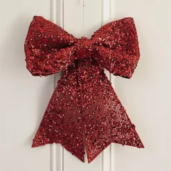 Bloom Sparkly Bow Christmas Decoration - Red Glittery Festive Wall Or Door Hanging Ornament - Measures H40cm X W30cm -Deals Christmas Decor Store bloom sparkly bow christmas decoration red glittery festive wall or door hanging ornament measures h40cm x w30cm5053335899721 03c MP
