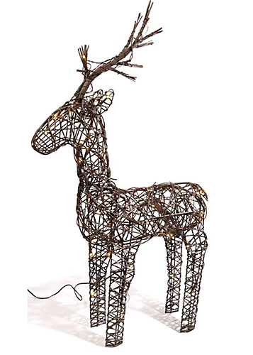 Brown Wicker Deer LED Christmas Reindeer Decoration 48 Warm White Lights 69cm 1 Brown Wicker Deer LED Christmas Reindeer Decoration 48 Warm White Lights 69cm