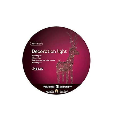 Brown Wicker Deer LED Christmas Reindeer Decoration 48 Warm White Lights 69cm 2 Brown Wicker Deer LED Christmas Reindeer Decoration 48 Warm White Lights 69cm - Image 2
