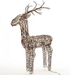 Brown Wicker Deer LED Christmas Reindeer Decoration 96 Warm White Lights 135cm