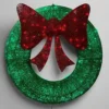 CGC Extra Large 90cm Luxury Green With Red Bow Pre Lit LED Christmas Xmas Wreath Outdoor Indoor