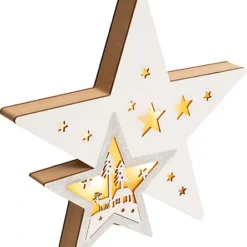 Christmas Battery Powered Light Up Wooden Christmas Star Ornament -Deals Christmas Decor Store christmas battery powered light up wooden christmas star ornament5021196808725 02c MP