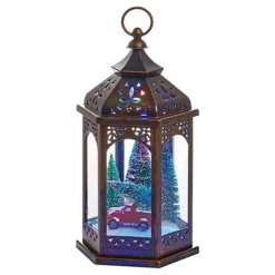 Christmas Shop Christmas Scene Hexagonal Lantern Brown (One Size)