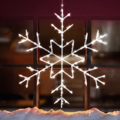 Christmas Snowflake Large 78cm Window/Wall Decoration With 336 LED Lights - Cool White - Indoor And Outdoor