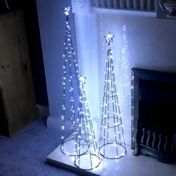 Christmas Tree Pathway Pyramid Cone LED Decorations Set Of 3 Cool White Light Outdoor/Indoor Maypole Trees. Use Fireside Or Window -Deals Christmas Decor Store christmas tree pathway pyramid cone led decorations set of 3 cool white light outdoor indoor maypole trees use fireside or window5056337108501 04c MP