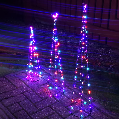 Christmas Tree Pathway Pyramid Cone LED Decorations Set Of 3 Multi-Coloured Light Outdoor/Indoor Maypole Tree. Use Fireside/Window 3 Christmas Tree Pathway Pyramid Cone LED Decorations Set Of 3 Multi-Coloured Light Outdoor/Indoor Maypole Tree. Use Fireside/Window - Image 3