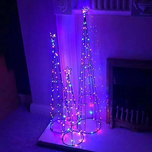 Christmas Tree Pathway Pyramid Cone LED Decorations Set Of 3 Multi-Coloured Light Outdoor/Indoor Maypole Tree. Use Fireside/Window 4 Christmas Tree Pathway Pyramid Cone LED Decorations Set Of 3 Multi-Coloured Light Outdoor/Indoor Maypole Tree. Use Fireside/Window - Image 4