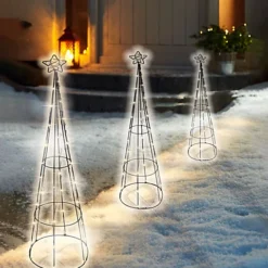 Christmas Tree Pathway Pyramid Cone Warm White LED Decoration - Set Of 3 Lights Outdoor/Indoor Maypole Tree Use Fireside/Window -Deals Christmas Decor Store christmas tree pathway pyramid cone warm white led decoration set of 3 lights outdoor indoor maypole tree use fireside window5056337108495 02c MP