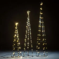 Christmas Tree Pathway Pyramid Cone Warm White LED Decoration - Set Of 3 Lights Outdoor/Indoor Maypole Tree Use Fireside/Window -Deals Christmas Decor Store christmas tree pathway pyramid cone warm white led decoration set of 3 lights outdoor indoor maypole tree use fireside window5056337108495 03c MP
