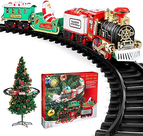 Christmas Tree Train Set-Around The Tree Xmas Home Decoration Novelty Decoration Festive Light Up Realistic Sound Battery Operated 1 Christmas Tree Train Set-Around The Tree Xmas Home Decoration Novelty Decoration Festive Light Up Realistic Sound Battery Operated