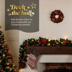 CHRISTMAS VILLAGE Christmas Festive Wreath - Christmas Wreath For Front Door, Home Decoration, Cones & Baubles - Red/32 Cm -Deals Christmas Decor Store christmas village christmas festive wreath christmas wreath for front door home decoration cones baubles red 32 cm5056295309590 03c MP