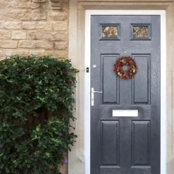 CHRISTMAS VILLAGE Christmas Festive Wreath - Christmas Wreath For Front Door, Home Decoration, Cones & Baubles - Red/32 Cm -Deals Christmas Decor Store christmas village christmas festive wreath christmas wreath for front door home decoration cones baubles red 32 cm5056295309590 04c MP