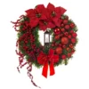 CHRISTMAS VILLAGE Christmas Festive Wreath - Christmas Wreath For Front Door, Home Decoration Lantern, Bows & Baubles