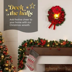 CHRISTMAS VILLAGE Christmas Festive Wreath - Christmas Wreath For Front Door, Home Decoration Lantern, Bows & Baubles 6 CHRISTMAS VILLAGE Christmas Festive Wreath - Christmas Wreath For Front Door, Home Decoration Lantern, Bows & Baubles -Deals Christmas Decor Store christmas village christmas festive wreath christmas wreath for front door home decoration lantern bows baubles5056295309156 03c MP