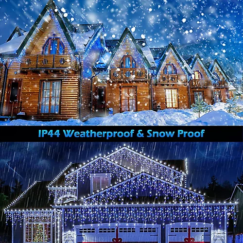 CHRISTMAS VILLAGE White & Blue Outdoor Christmas Icicle Lights, LED Bright Snowing Party Lights, Perfect For Weddings & Xmas - 360 4 CHRISTMAS VILLAGE White & Blue Outdoor Christmas Icicle Lights, LED Bright Snowing Party Lights, Perfect For Weddings & Xmas - 360 - Image 4