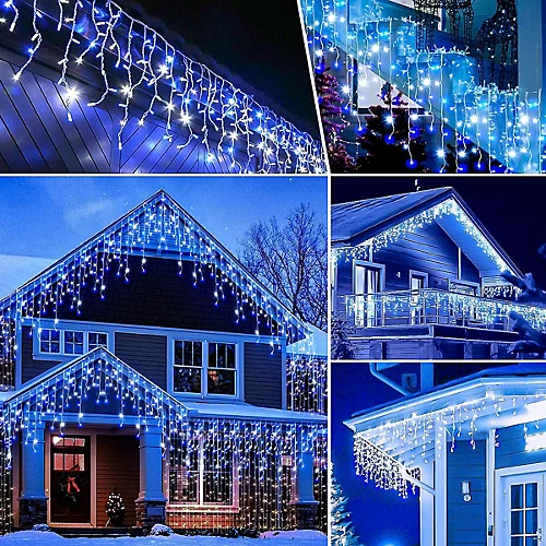CHRISTMAS VILLAGE White & Blue Outdoor Christmas Icicle Lights, LED Snowing Party Lights, Perfect For Weddings & Xmas - 1200 2 CHRISTMAS VILLAGE White & Blue Outdoor Christmas Icicle Lights, LED Snowing Party Lights, Perfect For Weddings & Xmas - 1200 - Image 2
