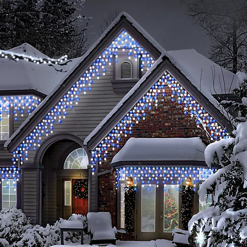 CHRISTMAS VILLAGE White & Blue Outdoor Christmas Icicle Lights, LED Snowing Party Lights, Perfect For Weddings & Xmas - 1200 4 CHRISTMAS VILLAGE White & Blue Outdoor Christmas Icicle Lights, LED Snowing Party Lights, Perfect For Weddings & Xmas - 1200 - Image 4