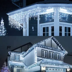 CHRISTMAS VILLAGE White Outdoor Christmas Icicle Lights, LED Bright Snowing Party Lights, Perfect For Weddings & Xmas - 360 -Deals Christmas Decor Store christmas village white outdoor christmas icicle lights led bright snowing party lights perfect for weddings xmas 3605056295308555 03c MP