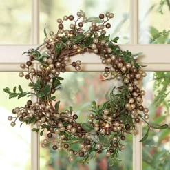 Copper Mistletoe Light Up Autumn Winter Door Decoration Christmas Wreath 38cm