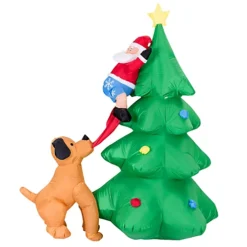 Costway 1.8m Inflatable Christmas Tree LED Dog Chase Santa Outdoor Indoor