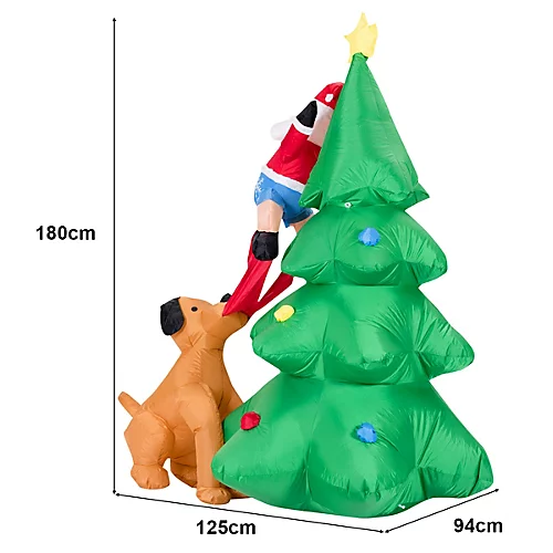 Costway 1.8m Inflatable Christmas Tree LED Dog Chase Santa Outdoor Indoor 2 Costway 1.8m Inflatable Christmas Tree LED Dog Chase Santa Outdoor Indoor - Image 2
