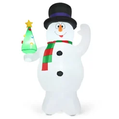 Costway 2.4M Inflatable Christmas Snowman W/ Lights Snowman Santa For Xmas