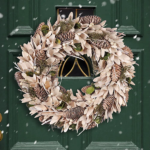 Cream Gold Large Indoor 40cm Wreath And 1.55m Garland Christmas Decorations 4 Cream Gold Large Indoor 40cm Wreath And 1.55m Garland Christmas Decorations - Image 4