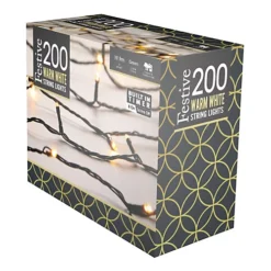 Festive 15.9m Indoor & Outdoor Multifunction Christmas Fairy Lights 200 Warm White LEDs -Deals Christmas Decor Store festive 15 9m indoor outdoor multifunction christmas fairy lights 200 warm white leds5020244291984 04c MP