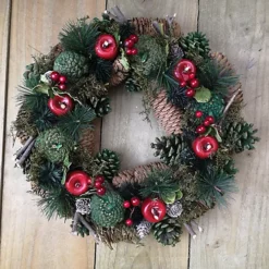 Festive 36cm Red Berry And Apple Christmas Wreath In Box -Deals Christmas Decor Store festive 36cm red berry and apple christmas wreath in box5056589195465 03c MP
