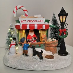 Festive Christmas 19cm Illuminated Hot Chocolate Shop Battery Operated