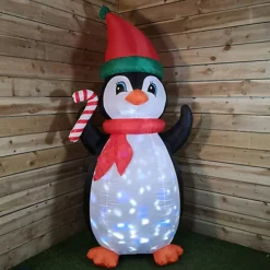 Festive Christmas 210cm Inflatable Penguin With Disco Lights