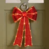 Festive Red Battery Operated Christmas Door Bow With 84 Warm White LEDs