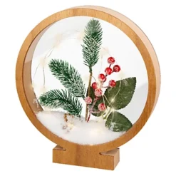 Foliage Christmas Light Wooden Frame